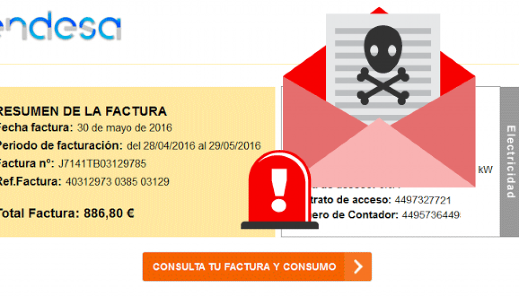 Factura Endesa con virus randsomware