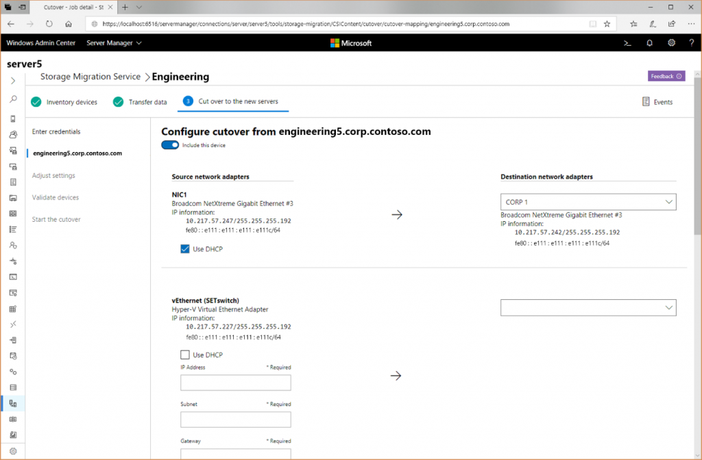Migración de un servidor de archivos con File Server Migration Service: tercer paso
